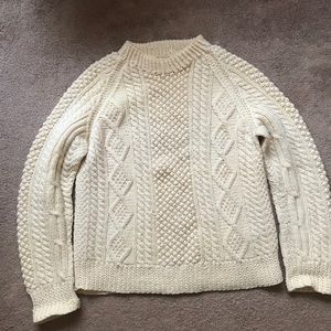 Cream Aran Irish Fisherman Sweater Hand Knit